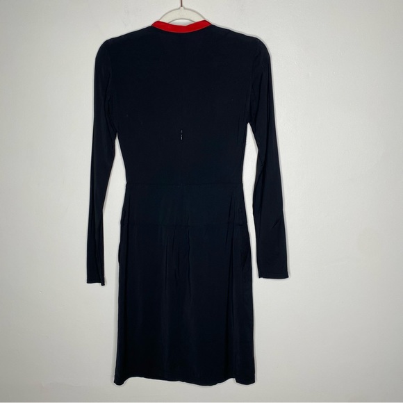 EMPORIO ARMANI Black Wool Blend Mini Dress with Red Collar - Size 4 - Picture 11 of 12